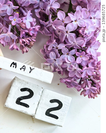 Purple Lilac Flowers With May Twenty Second Calendar 139685725