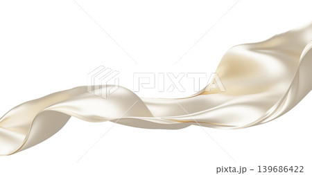 Luxury pearl fabric flowing with silk weave texture isolated on white background with copy space 3D render Luxury pearl fabric flowing with silk weave texture isolated on white background with copy space 3D render 139686422