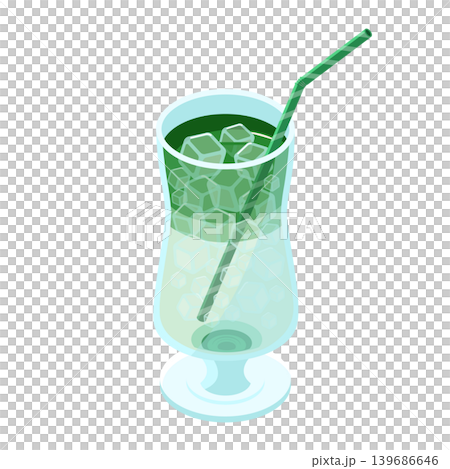 冷たくて爽やかな抹茶ミルクのイラスト 冷たくて爽やかな抹茶ミルクのイラスト 139686646