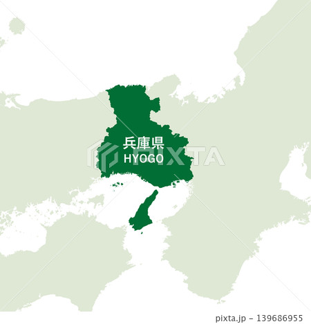 日本のベクターイラスト地図素材:兵庫県全体地図 日本のベクターイラスト地図素材:兵庫県全体地図 139686955
