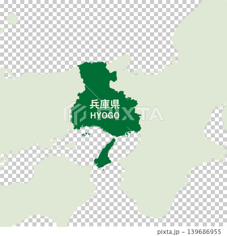 日本のベクターイラスト地図素材:兵庫県全体地図 日本のベクターイラスト地図素材:兵庫県全体地図 139686955