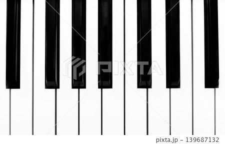 close-up Top view of realistic shaded monochrome piano keyboard. close-up Top view of realistic shaded monochrome piano keyboard. 139687132