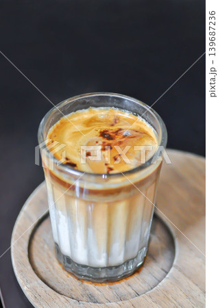coffee ,dirty coffee or Japanese coffee or dobble shot coffee 139687236