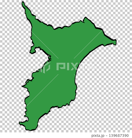 千葉県地図のイラスト （緑/筆タッチ） 和風 139687390