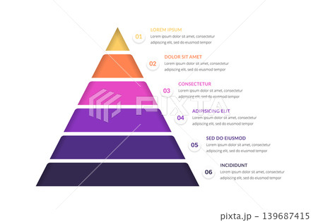 Pyramid Infographic Template with Six Steps 139687415
