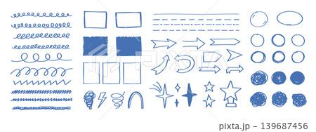 Hand Drawn Doodle Shapes and Arrows Set Hand Drawn Doodle Shapes and Arrows Set 139687456