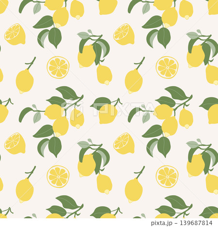 Amalfi Lemon Pattern. Whole Sliced Branches 139687814