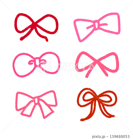 Crayon bow or ribbon gift hand drawn line for festival, event and element 139688053