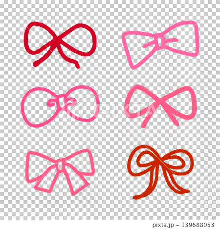 Crayon bow or ribbon gift hand drawn line for festival, event and element 139688053