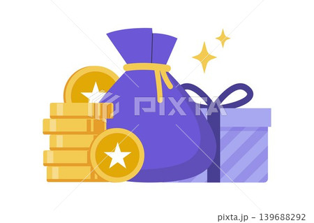 Illustration of Earn Points and Financial Wealth Accumulation Illustration of Earn Points and Financial Wealth Accumulation 139688292