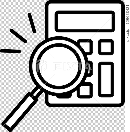 Calculator/Calculator Money Icon Illustration Magnifying Glass Calculator/Calculator Money Icon Illustration Magnifying Glass 139688421