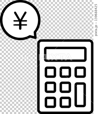 電卓・計算機と日本円マークのお金・マネーアイコンイラスト 139688425