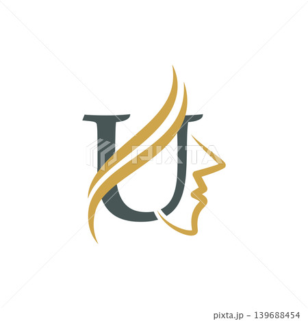 Women face with U initial letter Women face with U initial letter 139688454