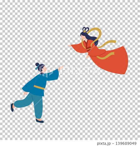 七夕素材セット　織姫と彦星　天の川　笹の葉　七夕飾り 139689049