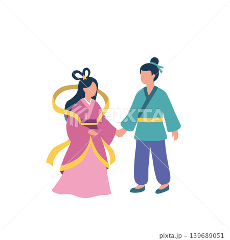 七夕素材セット　織姫と彦星　天の川　笹の葉　七夕飾り 139689051