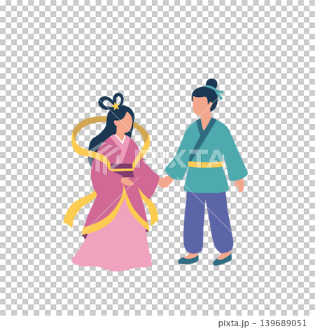 七夕素材セット　織姫と彦星　天の川　笹の葉　七夕飾り 139689051