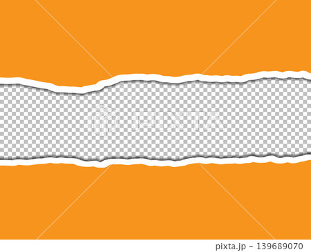Orange Torn Paper Banner With Ripped Edges And Transparent Center For Design Mockup. Orange Torn Paper Banner With Ripped Edges And Transparent Center For Design Mockup. 139689070