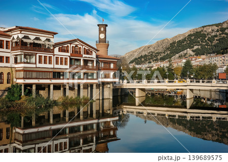 Amasya Turkey riverside Ottoman houses and bridge Amasya Turkey riverside Ottoman houses and bridge 139689575