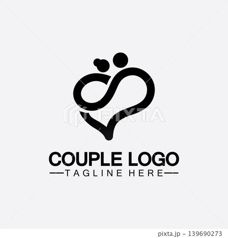 people with love couple vector logo icon  symbol vector. This also represents married couple, husband & wife, bride and bridegroom, live-in partners, lovers, romantic couple, pair 139690273