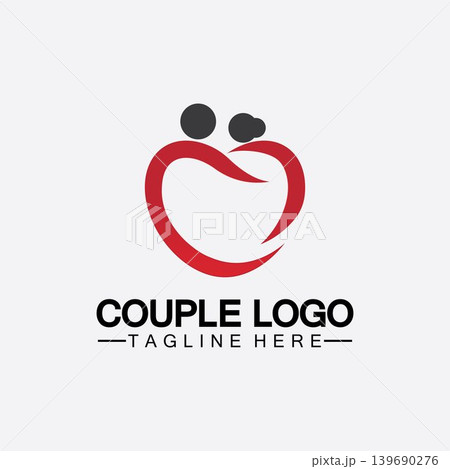 people with love couple vector logo icon  symbol vector. This also represents married couple, husband & wife, bride and bridegroom, live-in partners, lovers, romantic couple, pair 139690276