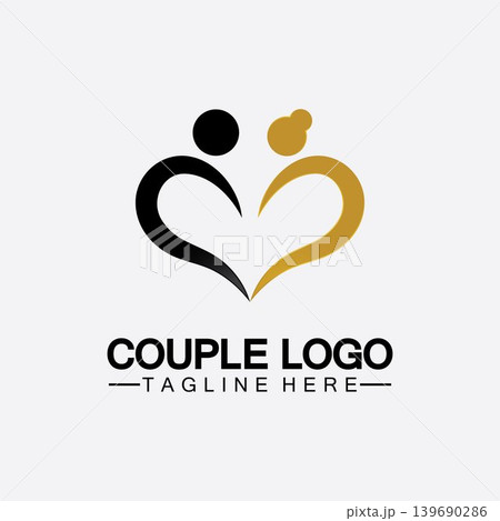 people with love couple vector logo icon symbol vector. This also represents married couple, husband & wife, bride and bridegroom, live-in partners, lovers, romantic couple, pair people with love couple vector logo icon symbol vector. This also represents married couple, husband & wife, bride and bridegroom, live-in partners, lovers, romantic couple, pair 139690286