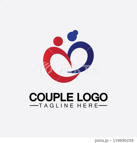 people with love couple vector logo icon  symbol vector. This also represents married couple, husband & wife, bride and bridegroom, live-in partners, lovers, romantic couple, pair 139690289