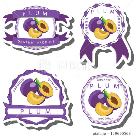 Fruit theme from set juicy delicious plum of various sizes 139690568