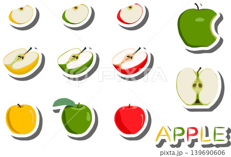 Fruit theme from set juicy delicious apple of various sizes Fruit theme from set juicy delicious apple of various sizes 139690606