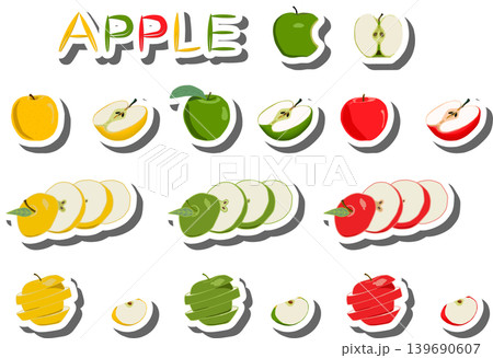 Fruit theme from set juicy delicious apple of various sizes Fruit theme from set juicy delicious apple of various sizes 139690607