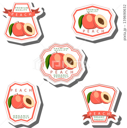 Fruit theme from set juicy delicious peach of various sizes 139690632