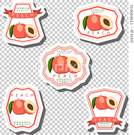 Fruit theme from set juicy delicious peach of various sizes 139690632