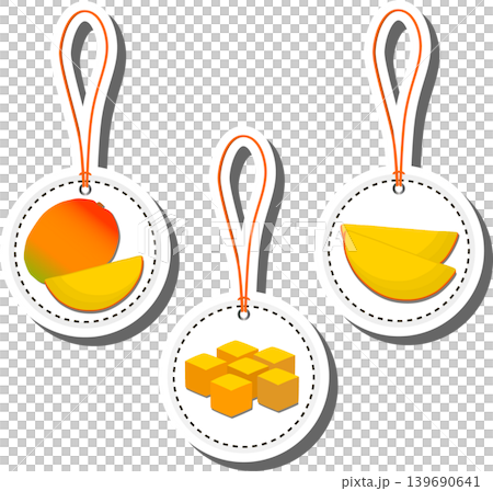 Fruit theme from set juicy delicious mango of various sizes 139690641