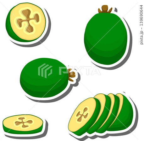 Fruit theme from set juicy delicious feijoa of various sizes Fruit theme from set juicy delicious feijoa of various sizes 139690644