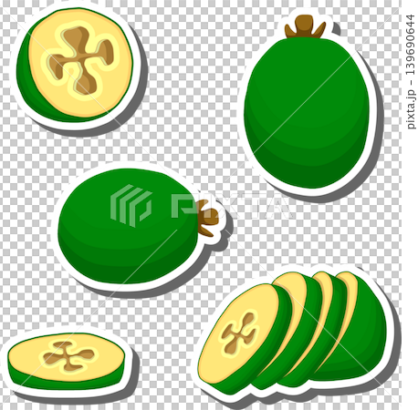 Fruit theme from set juicy delicious feijoa of various sizes Fruit theme from set juicy delicious feijoa of various sizes 139690644