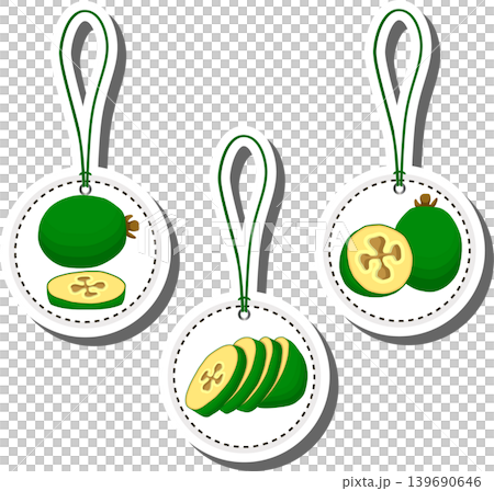 Fruit theme from set juicy delicious feijoa of various sizes Fruit theme from set juicy delicious feijoa of various sizes 139690646