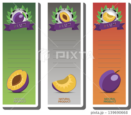 Fruit theme from set juicy delicious plum of various sizes Fruit theme from set juicy delicious plum of various sizes 139690668