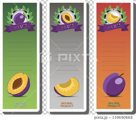 Fruit theme from set juicy delicious plum of various sizes Fruit theme from set juicy delicious plum of various sizes 139690668