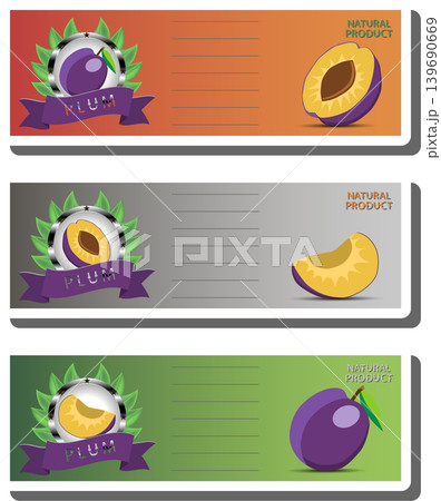 Fruit theme from set juicy delicious plum of various sizes Fruit theme from set juicy delicious plum of various sizes 139690669