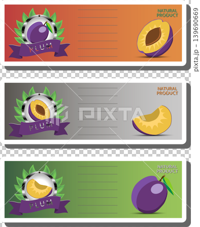 Fruit theme from set juicy delicious plum of various sizes Fruit theme from set juicy delicious plum of various sizes 139690669