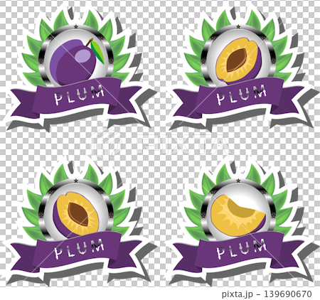 Fruit theme from set juicy delicious plum of various sizes Fruit theme from set juicy delicious plum of various sizes 139690670