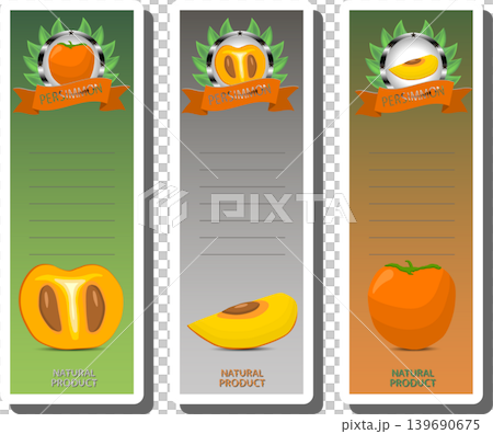 Fruit theme from set juicy delicious persimmon of various sizes 139690675