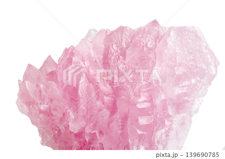 Macro mineral stone Rose quartz on white background Macro mineral stone Rose quartz on white background 139690785