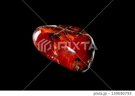 Macro mineral stone Cornelian on a black background 139690793