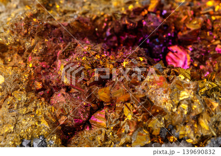 Macro mineral stone Chalcopyrite on a white background Macro mineral stone Chalcopyrite on a white background 139690832