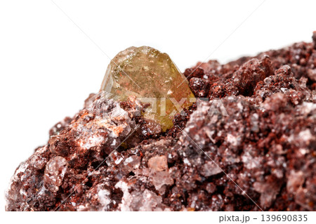 Macro mineral stoneGolden Apatite on a white background Macro mineral stoneGolden Apatite on a white background 139690835