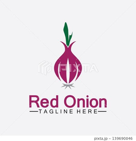 Red onion logo vector icon illustration design template Red onion logo vector icon illustration design template 139690846