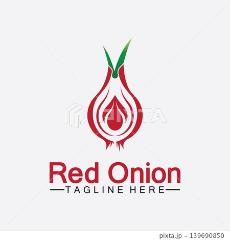 Red onion logo vector icon illustration design template 139690850