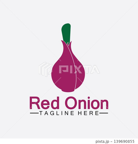 Red onion logo vector icon illustration design template 139690855
