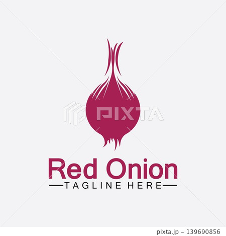 Red onion logo vector icon illustration design template Red onion logo vector icon illustration design template 139690856