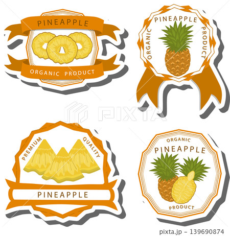 Fruit theme from set juicy delicious pineapple of various sizes 139690874